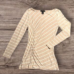 LEAVING SOON!! White House Black Market Tan Striped Long Sleeve Tee